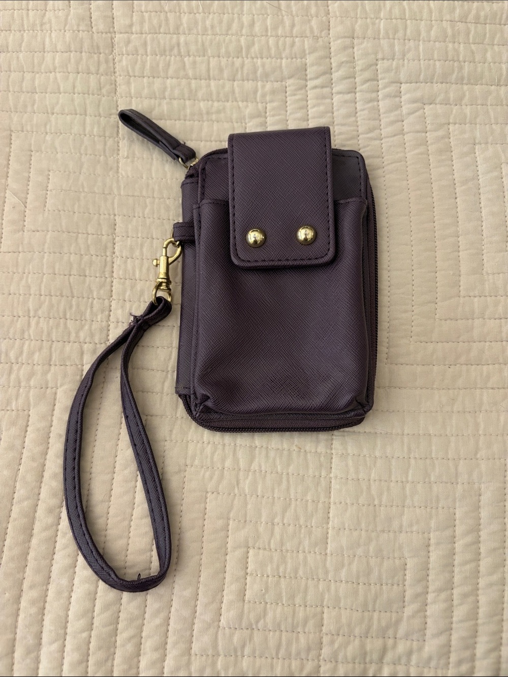 Compact Wristlet Phone Wallet in Deep Plum